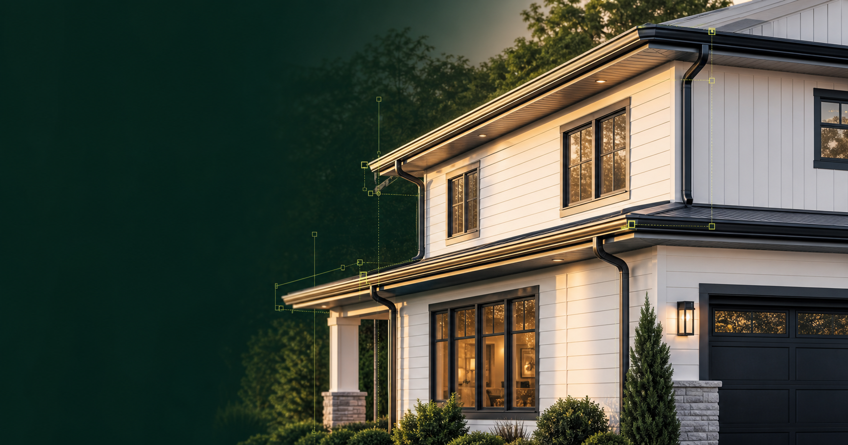 HD gutter measurement and visualization experience on a real home